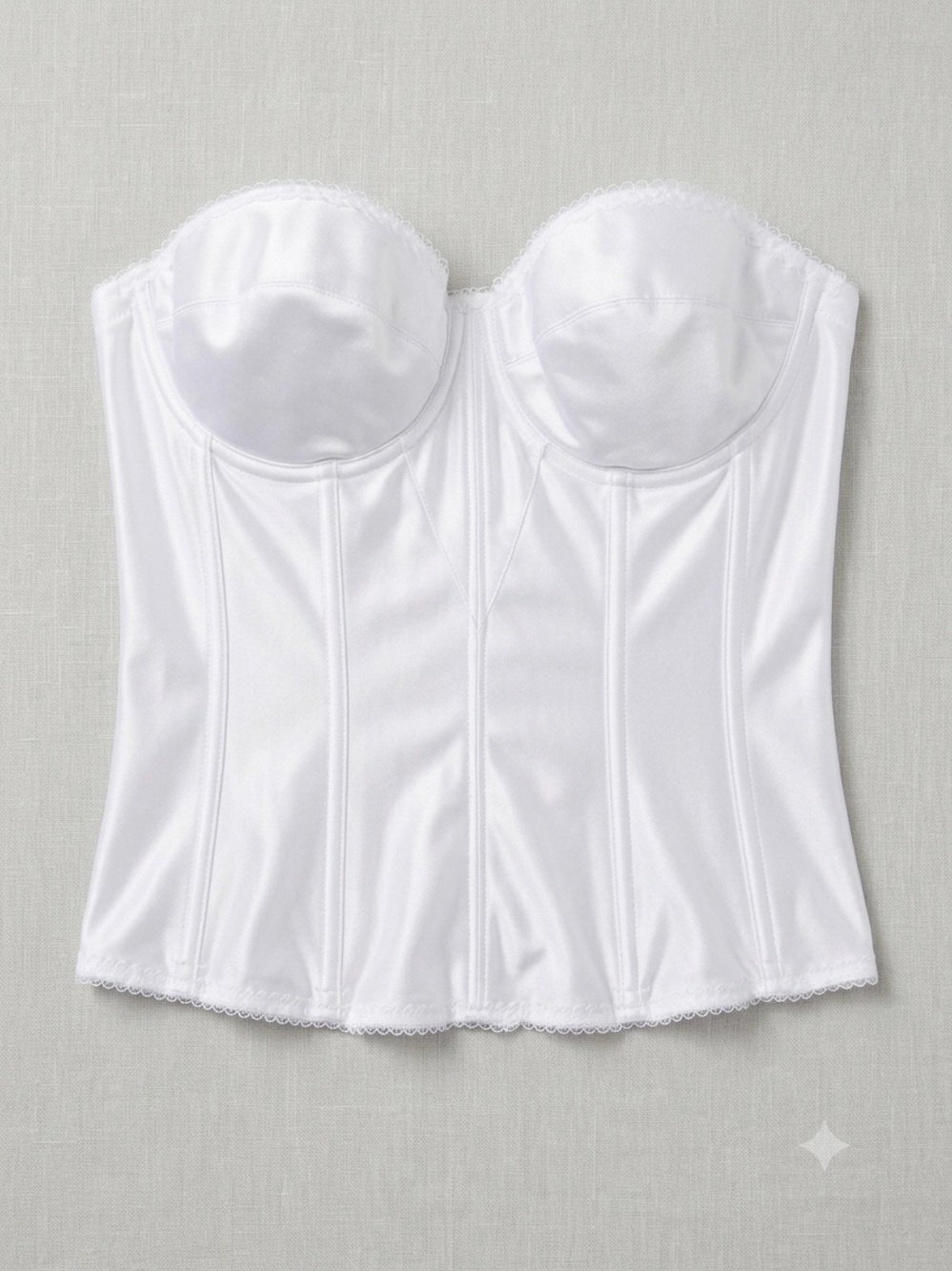 Dominique White Juliette Satin Corset Longline Bridal Bra Bustier 8950 36C Lace